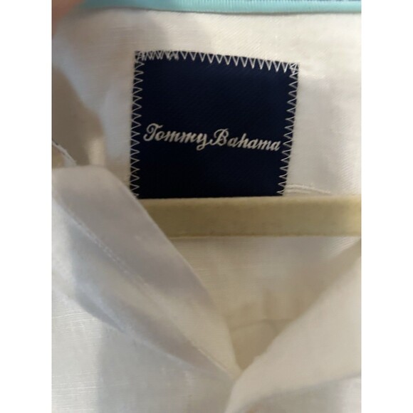 Tommy bahama White Linen Blend Button Down Shirt Long Sleeve EUC mens XL - Picture 3 of 11